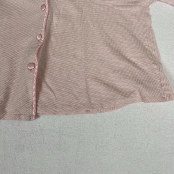 Vintage Victoria's Secret Smooth Satin Detail Night Crop Pale Pink Button Shirt - Picture 5 of 11